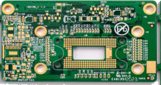 Green FR4 printed circuit board with fine-pitch pads and plated through holes